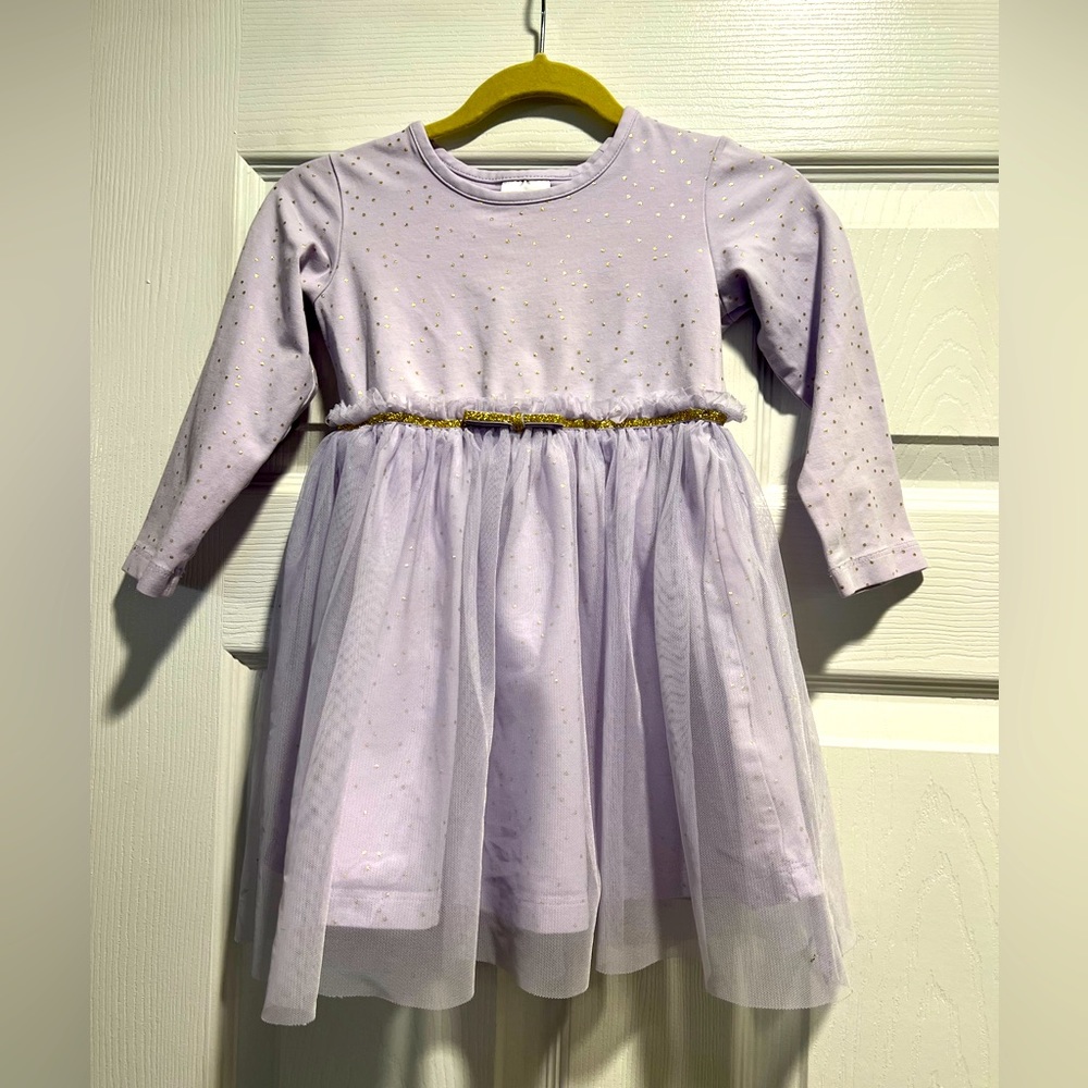 Lavender dress with gold accents by Hanna Andersson sz 3T